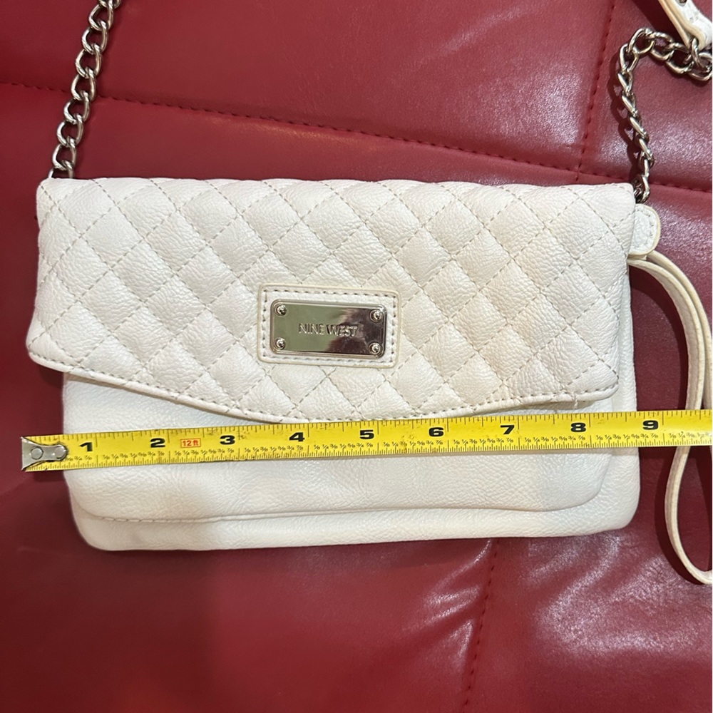 Nine West White Quilted Crossbody Bag